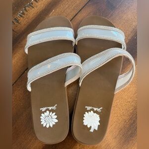 Womens 8.5 M Sandals Clear Sparkles YELLOW BOX Bling Slides New Without Box